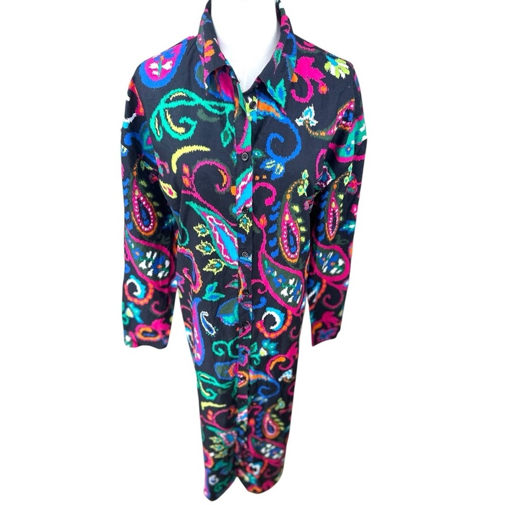 Piombo NWT Size Xl Multicolor Paisley  Abstract‎ midi shirtdress